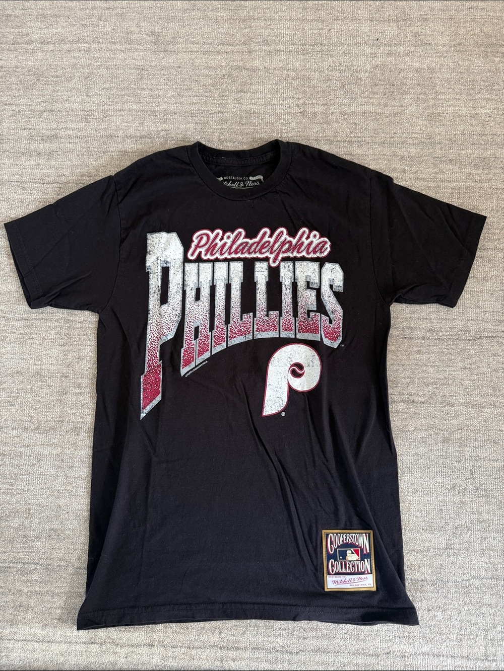Philadelphia Phillies Mitchell & Ness Black Graphic Tee Size S
